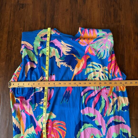 FARM RIO Painted Jungle T-Shirt Dress Multicolor Sleeveless Tropical - Picture 10 of 11